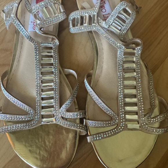 Two Lips Gold and Silver Embellished Sandals - Picture 1 of 5